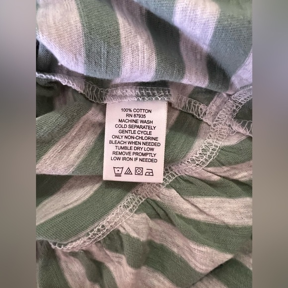 LOGO By Lori Goldstein Stripe Knit Shift Dress Flounce Hem Green XXS - Picture 15 of 16